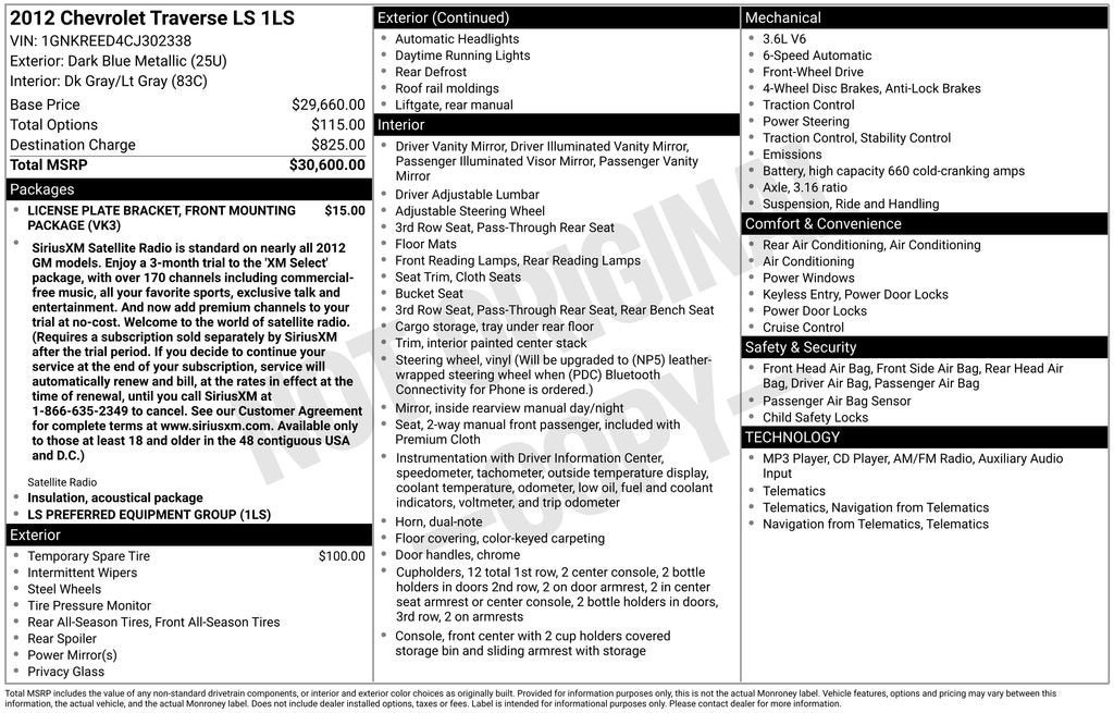 2012 Chevrolet Traverse LS