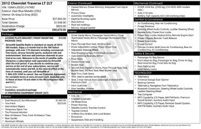 2012 Chevrolet Traverse LT w/2LT