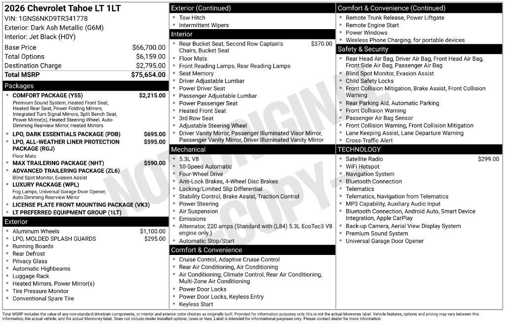 2026 Chevrolet Tahoe LT