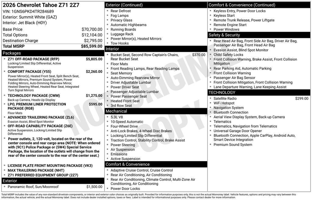 2026 Chevrolet Tahoe Z71