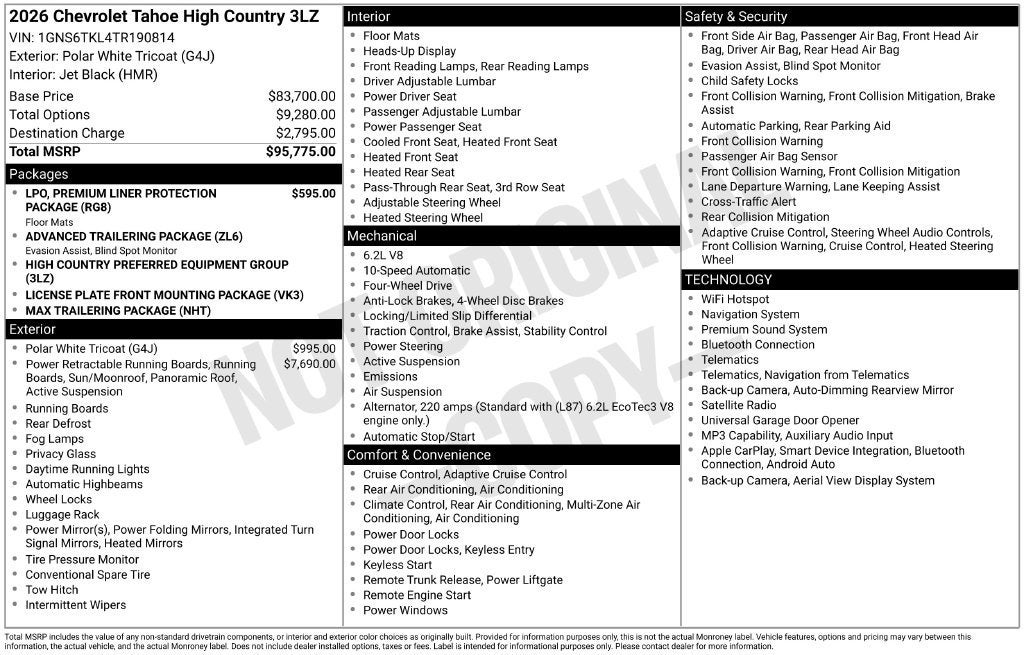 2026 Chevrolet Tahoe High Country
