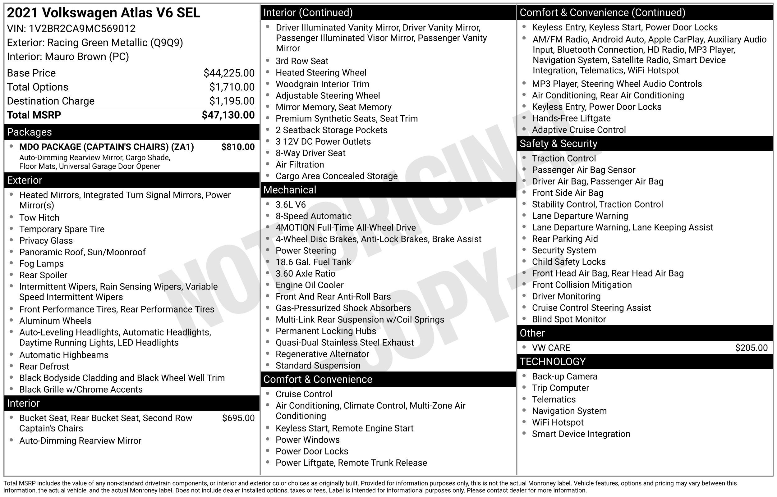 2021 Volkswagen Atlas 3.6L V6 SEL