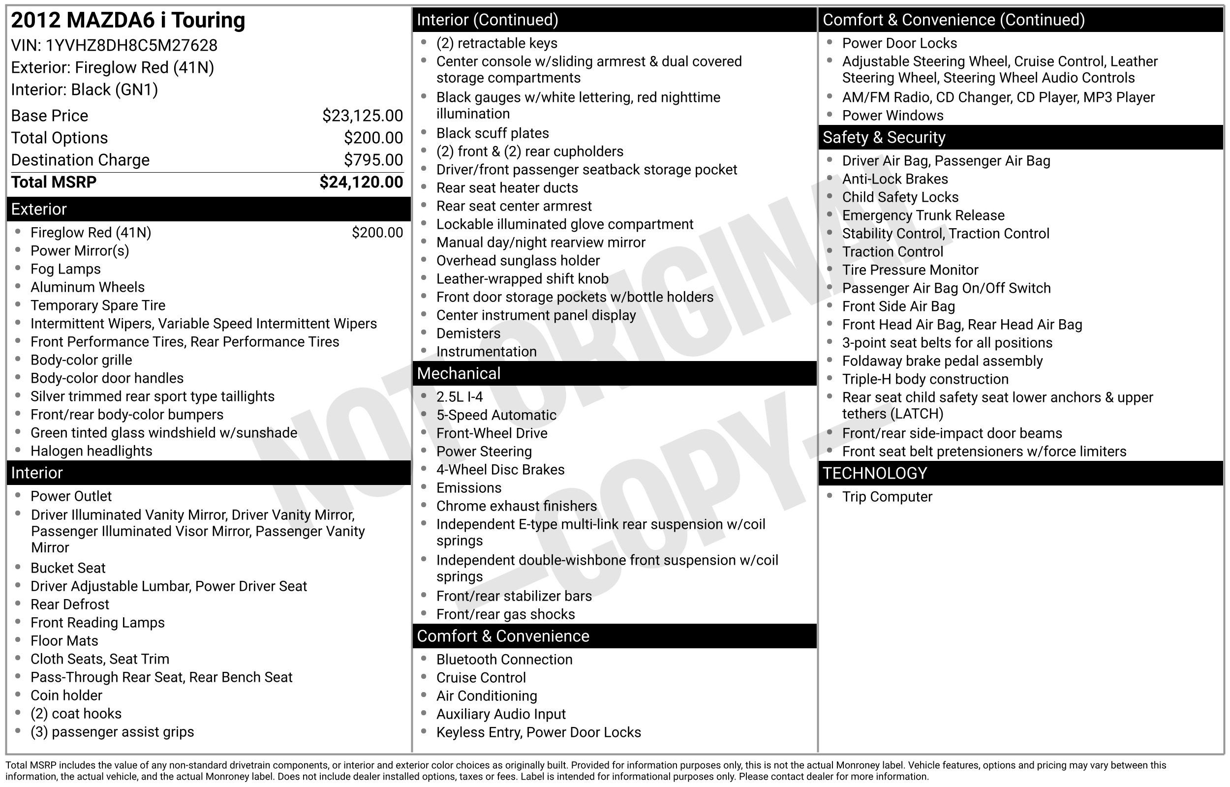 2012 Mazda Mazda6 i Touring