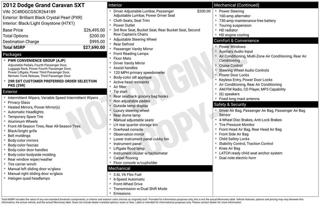 2012 Dodge Grand Caravan SXT