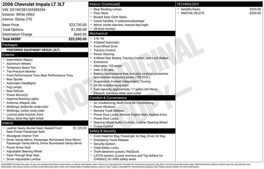 2006 Chevrolet Impala LT 3.9L