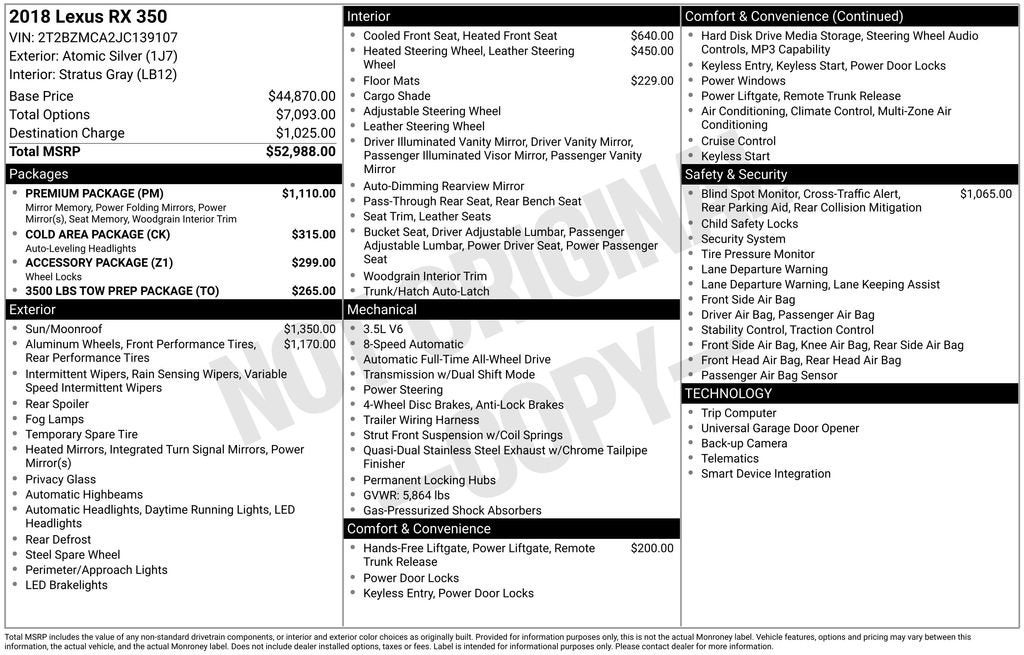 2018 Lexus RX 350 RX 350