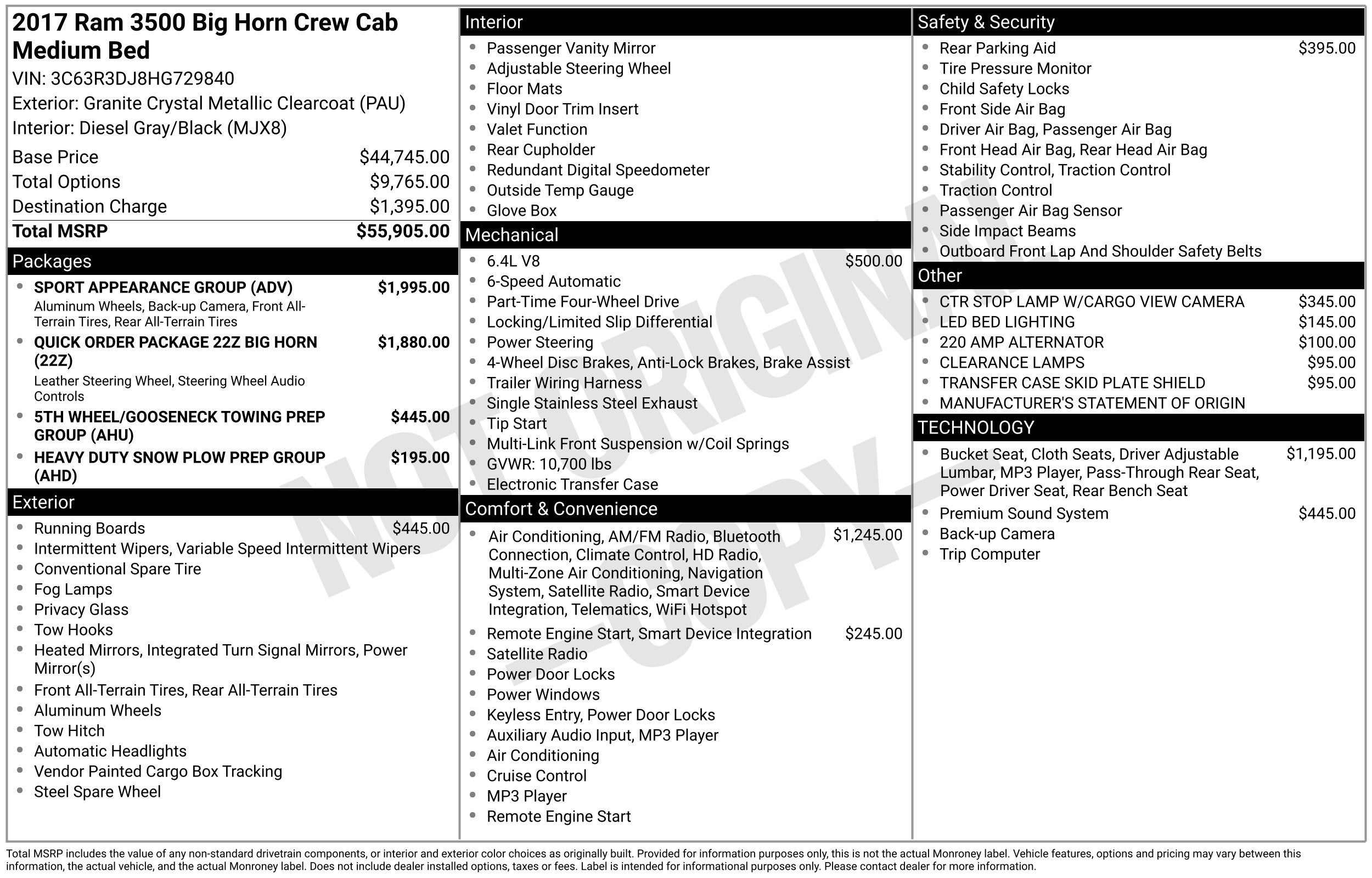 2017 RAM 3500 Big Horn Crew Cab 4x4 6'4" Box