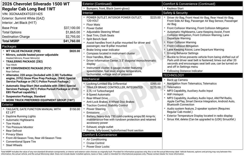 2026 Chevrolet Silverado 1500 WT