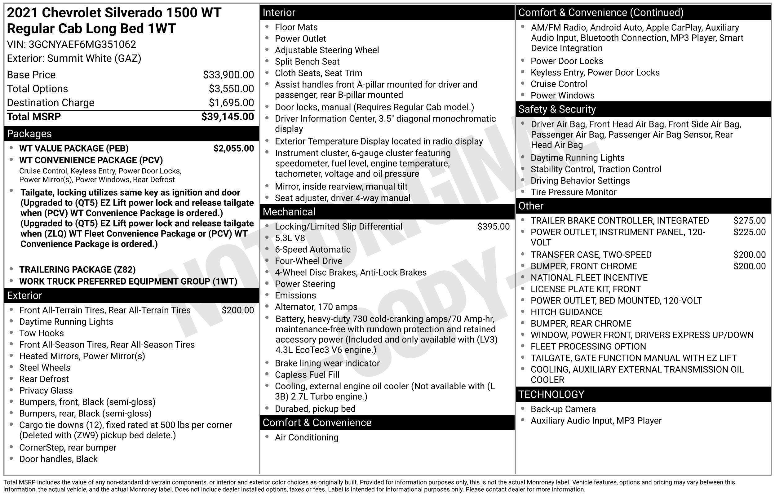 2021 Chevrolet Silverado 1500 Work Truck