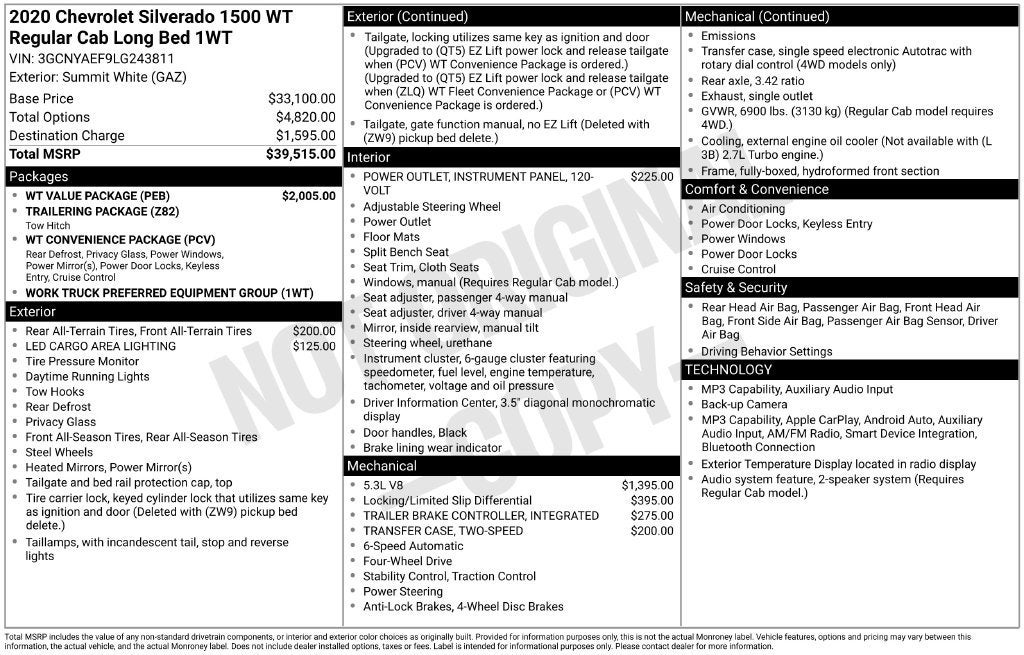2020 Chevrolet Silverado 1500 Work Truck