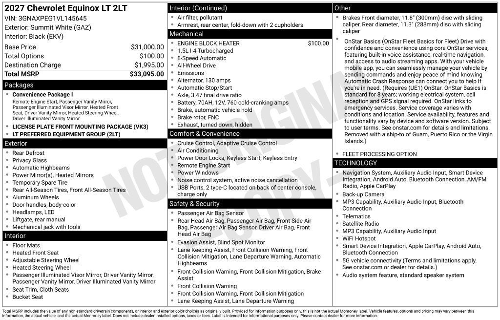 2027 Chevrolet Equinox AWD LT