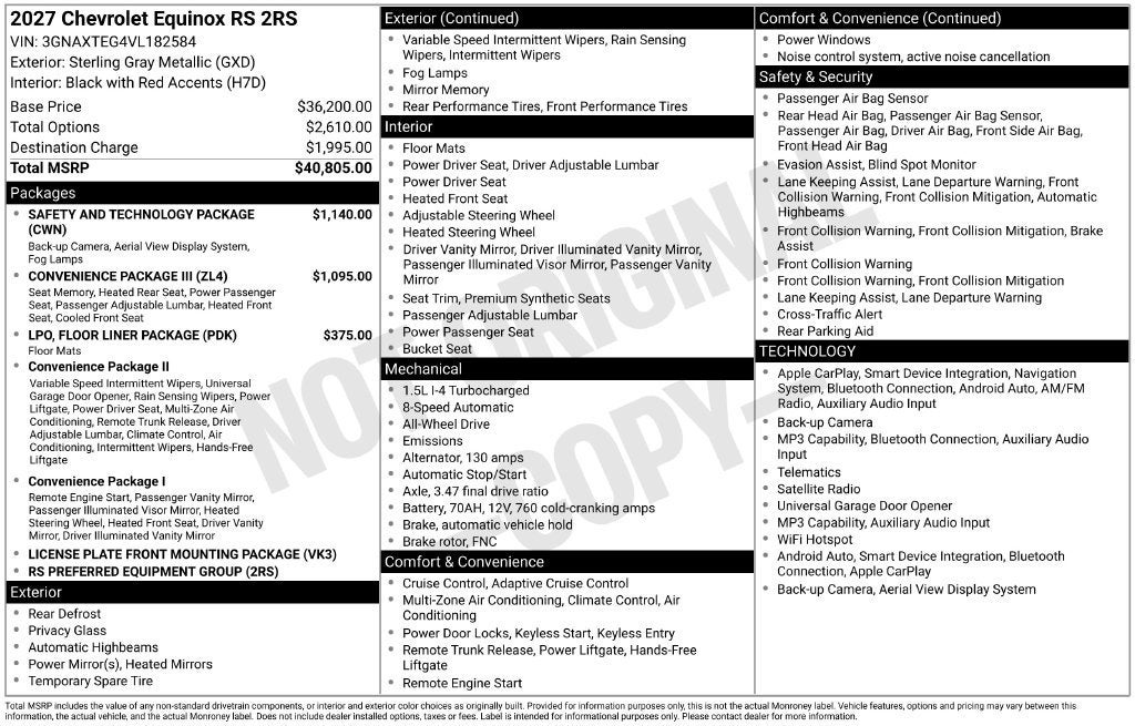 2027 Chevrolet Equinox RS