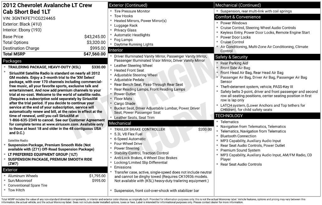 2012 Chevrolet Avalanche LT