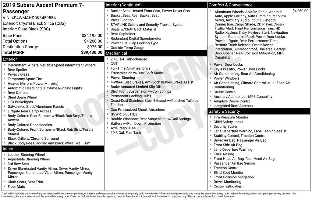 2019 Subaru Ascent Premium