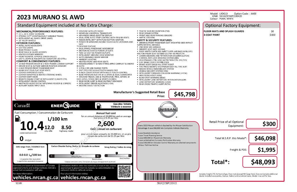 2023 Nissan Murano SL Intelligent AWD