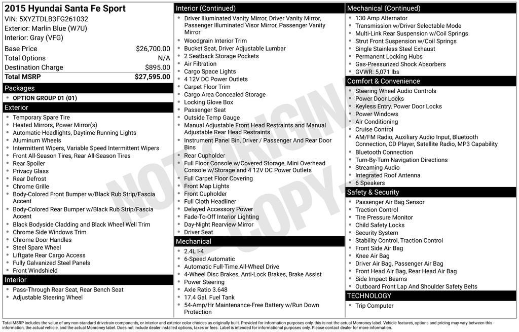 2015 Hyundai Santa Fe Sport 2.4L
