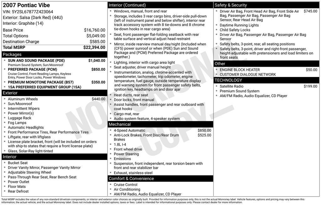 2007 Pontiac Vibe 4dr HB