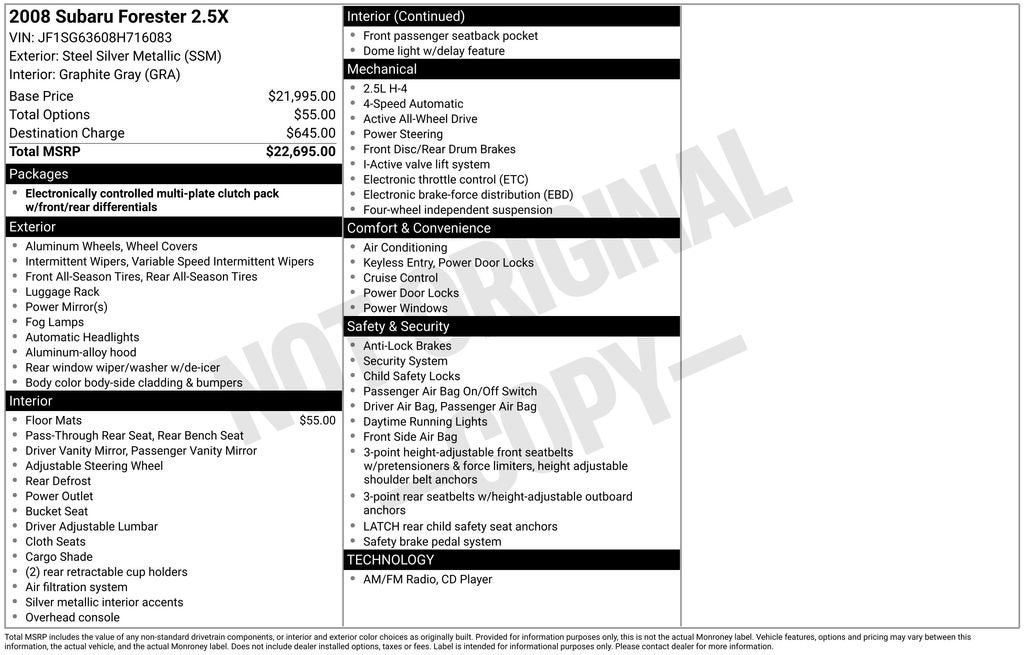 2008 Subaru Forester 2.5X