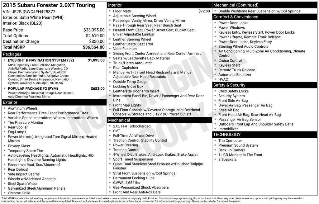 2015 Subaru Forester 2.0XT Touring