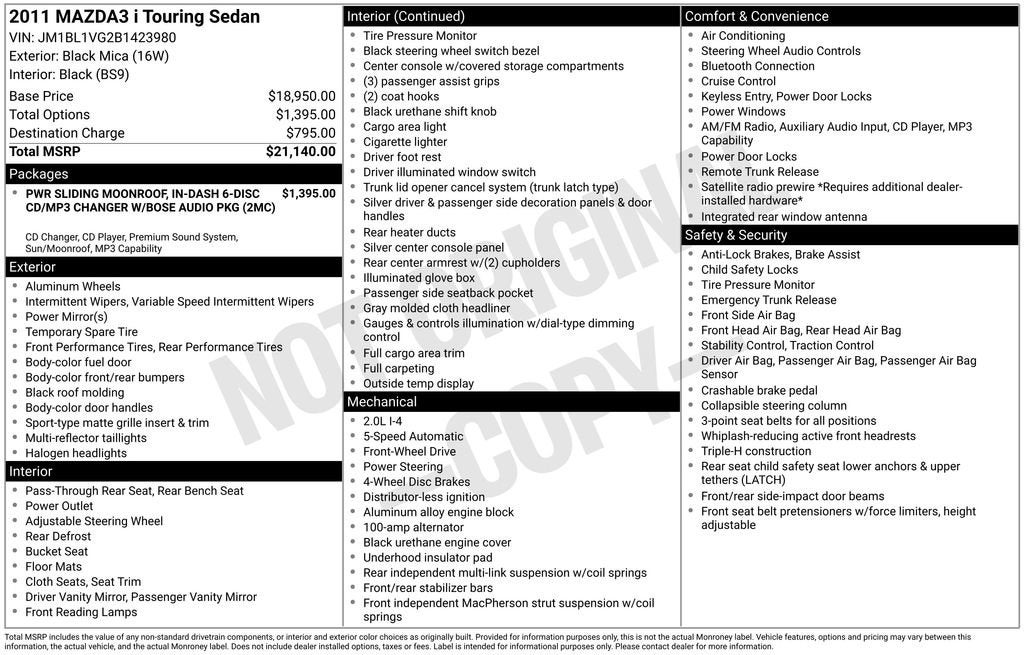 2011 Mazda Mazda3 i Touring