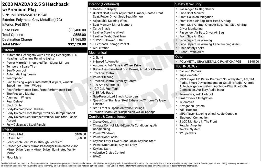 2023 Mazda Mazda3 Hatchback 2.5 S Premium