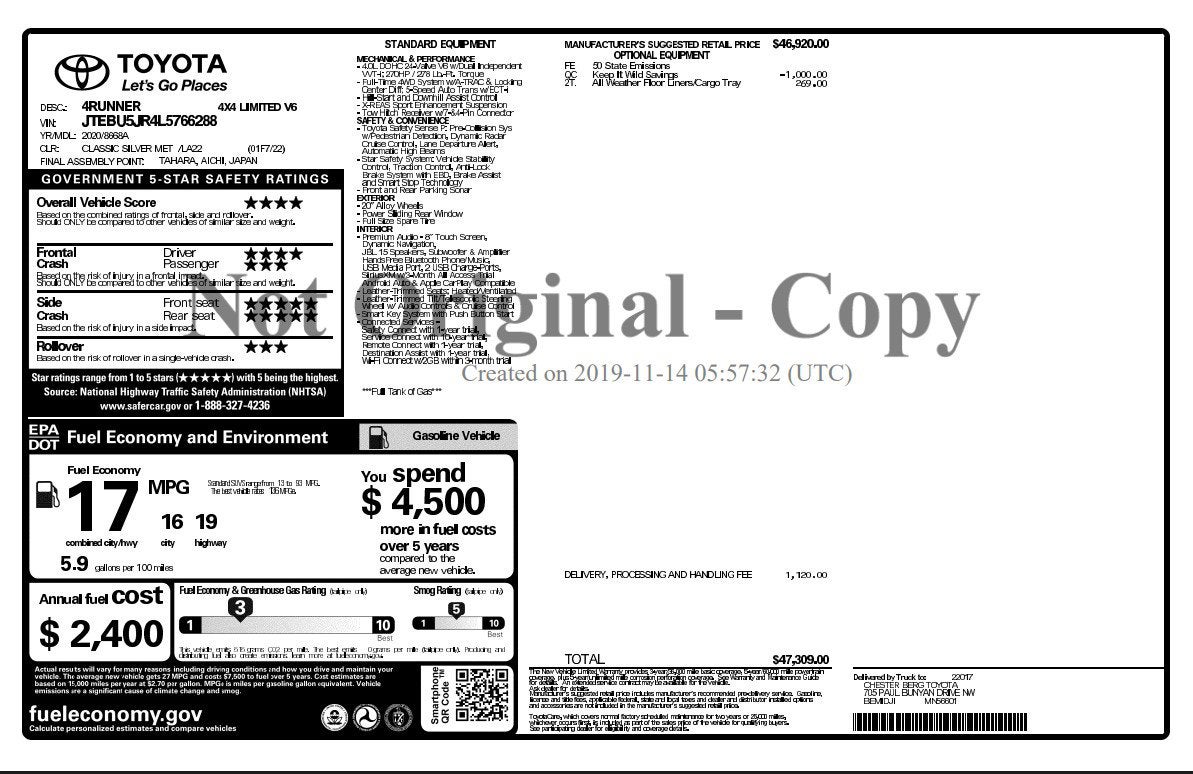 2020 Toyota 4Runner Limited