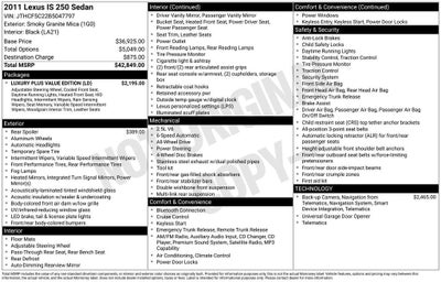2011 Lexus IS 250 4dr Sport Sdn Auto AWD