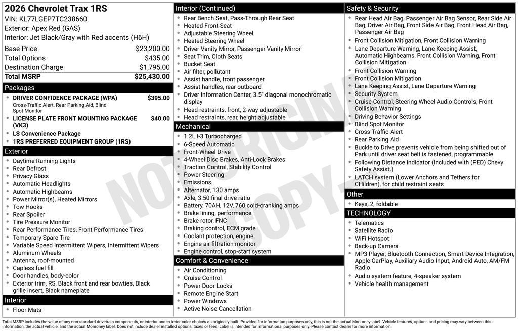 2026 Chevrolet Trax 1RS