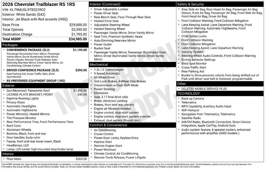 2026 Chevrolet Trailblazer RS