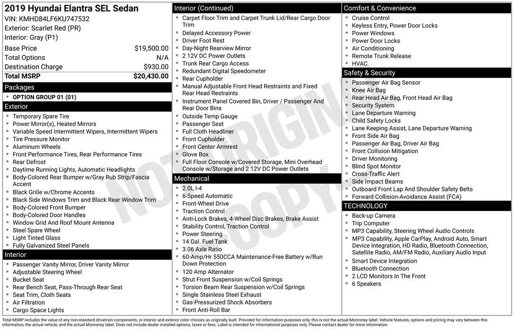 2019 Hyundai Elantra SEL