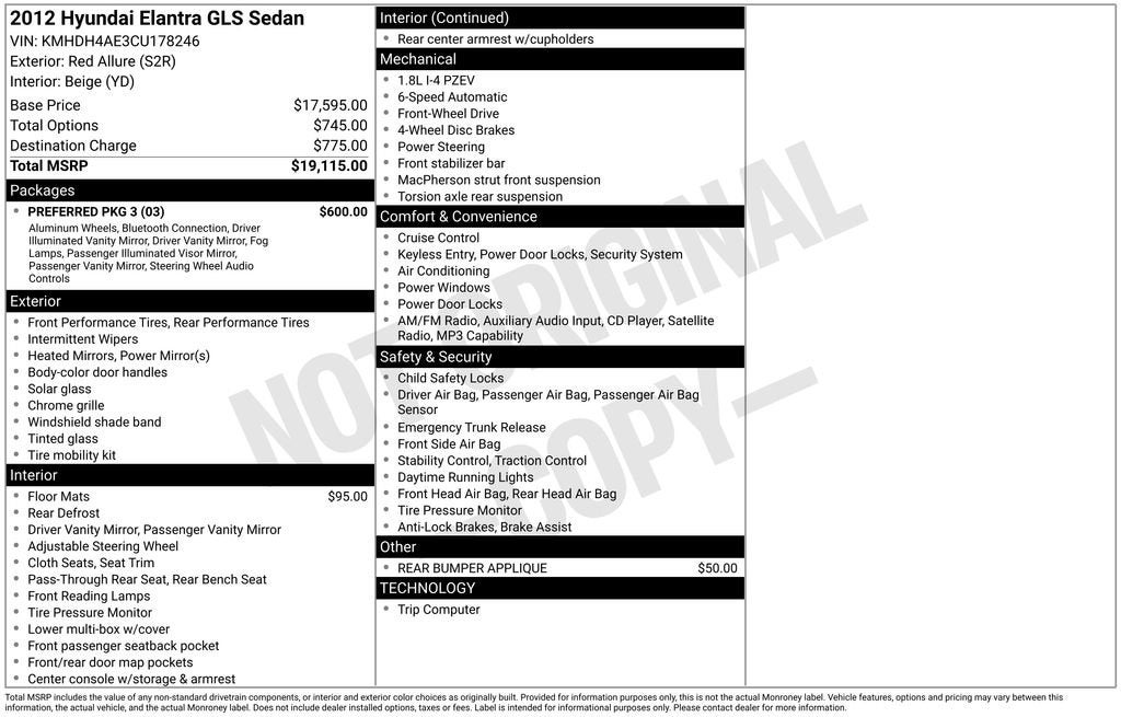 2012 Hyundai Elantra GLS (Ulsan Plant)
