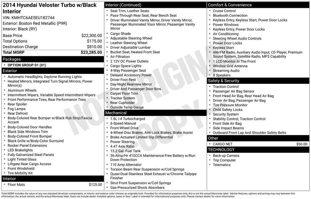 2014 Hyundai Veloster Turbo w/Black