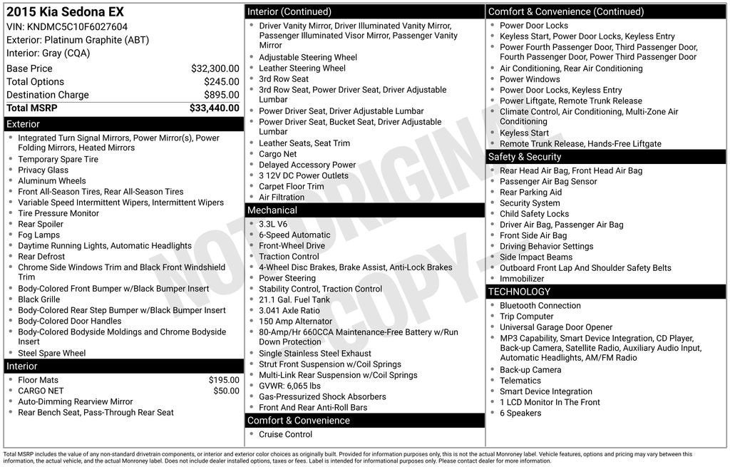 2015 Kia Sedona EX