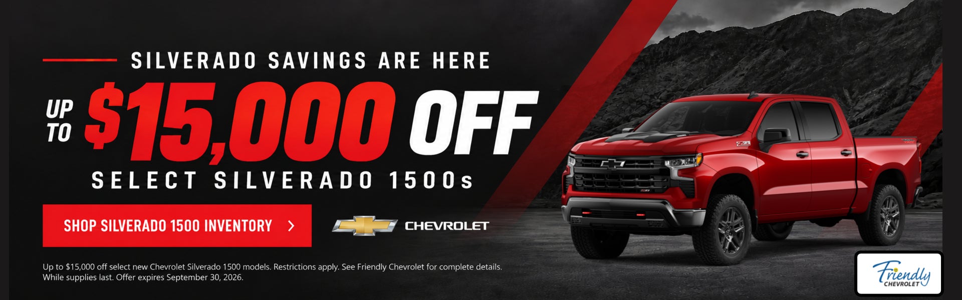 Up to $15,000 off select Silverado 1500s