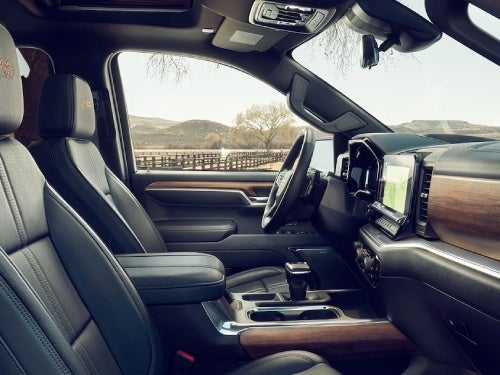 2024 Chevrolet Silverado 1500 interior side view of front seats and dash area